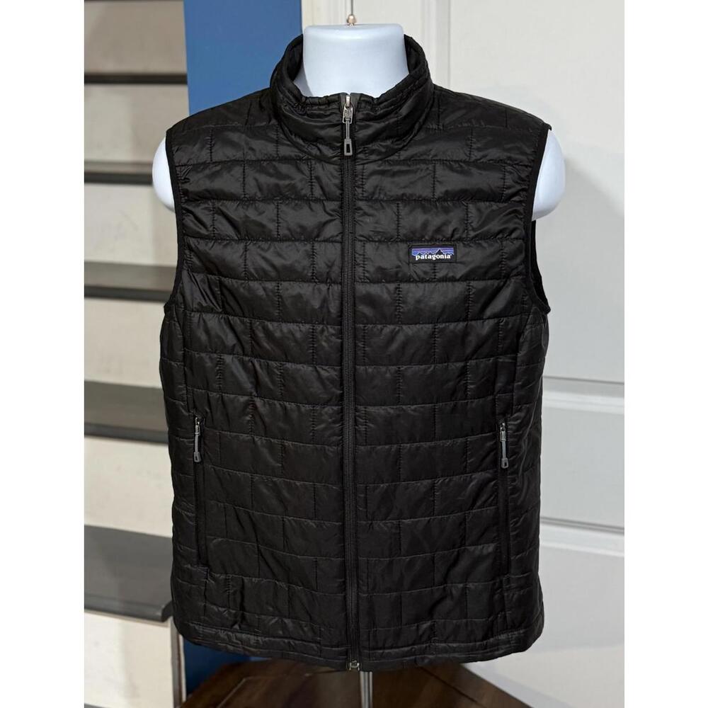 Men's Size Medium Patagonia Nano Puff Vest Full Zip Insulated Black Jacket!